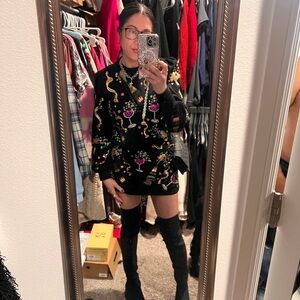 Queen Of Sparkles Champagne Bottle Coupe Skort and Matching Sweater Set